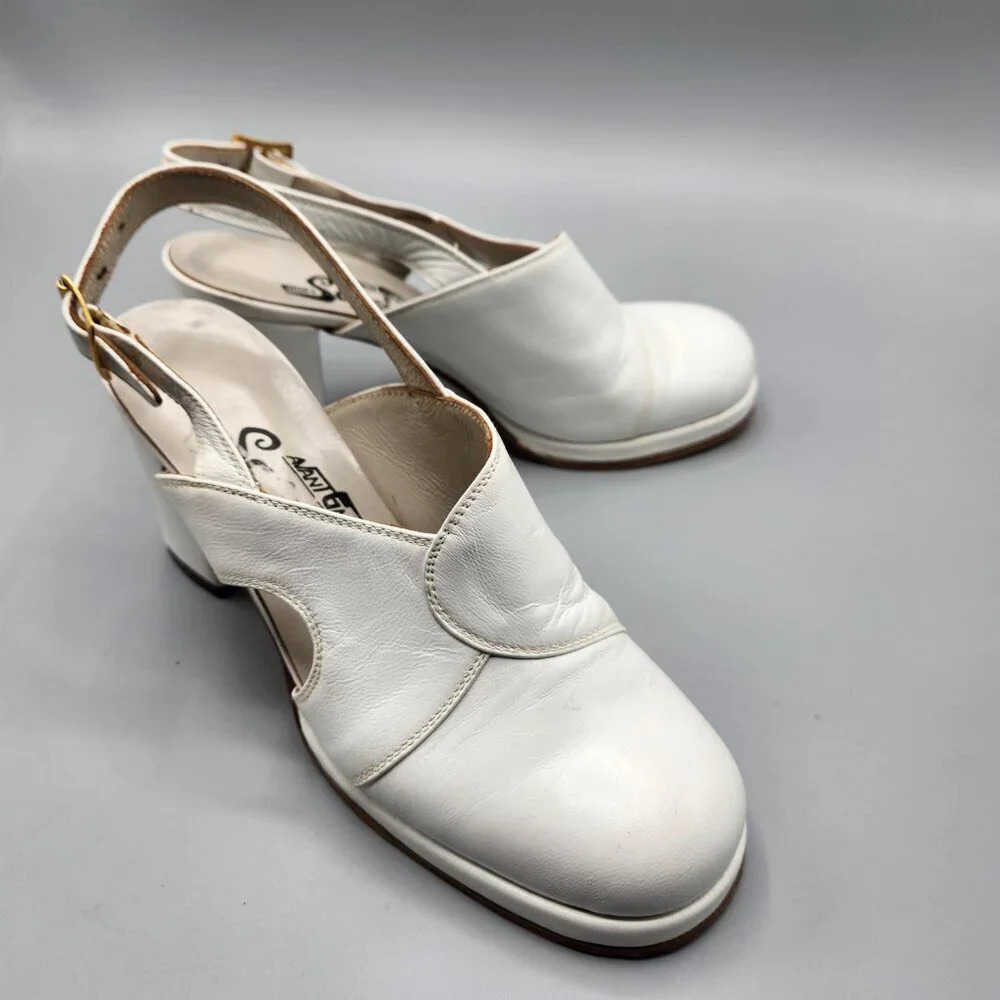 Vintage Closed Toe Heels White Italy  Size 6 - Picture 9 of 12